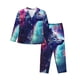 thumbnail image 1 of Balery Starry Multicolored Wolf Conjunto de Pijama con Estampado para Mujer, Conjunto de Dos Piezas con Manga Larga, Ropa de Dormir Suave con Bolsillos, Pijamas Cómodos-Large, 1 of 7
