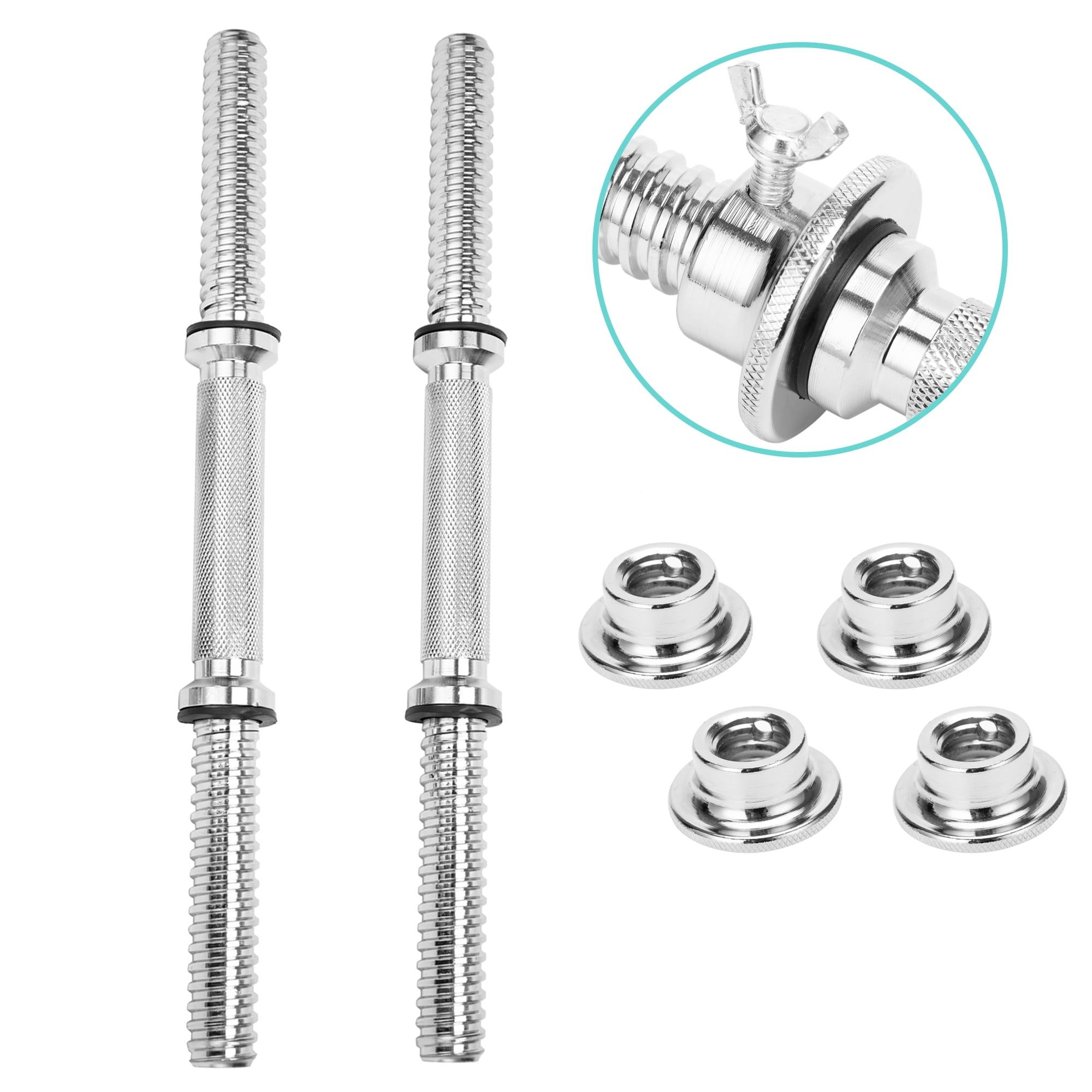 SAYFUT 17.77''/ 45cm, Barbell Dumbbell Bars Chrome Dumbbell Handles Weight Lifting Spinlock Collar Set for Gym Barbells Dumbbell Bars Strength Training, Safety nut