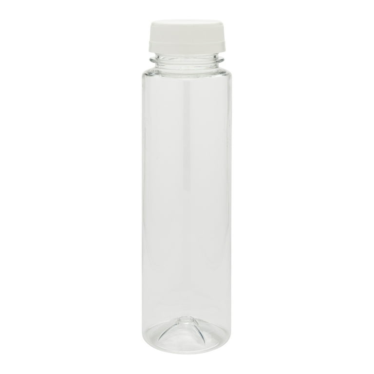 8 oz. Square PET Clear Juice Bottle with Lid