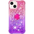 thumbnail image 2 of for Apple iPhone 15 Clear Case for Girls Women, Liquid Glitter Sparkle Bling Cute Case with Kickstand Gradient Quicksand Cover for iPhone 15 JB Pink Mauve, 2 of 14