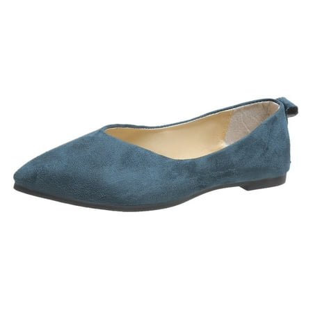 

TOYFUNNY Womens Shoes Pointed Toe Shallow Mouth Solid Color Slip-On Flat Casual Shoes