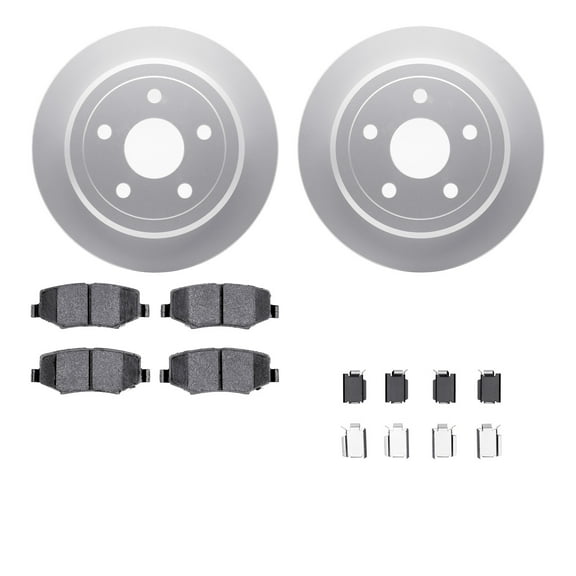 Dynamic Friction Company Rear Geospec Brake Rotors with 5000 Advanced Brake Pads includes Hardware 4512-42085