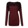 thumbnail image 5 of Azrian Deals Womens Autumn Tops Solid Sexy Long Sleeve Lace Pullover T-Shirt Clearance, 5 of 6