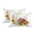 thumbnail image 2 of Dailycode Satin Pillow Case Standard Silk Pillow Cover for Hair and Skin Envelope Closure Highland Cattle Moon Sunflower 20"x26", 2 of 9