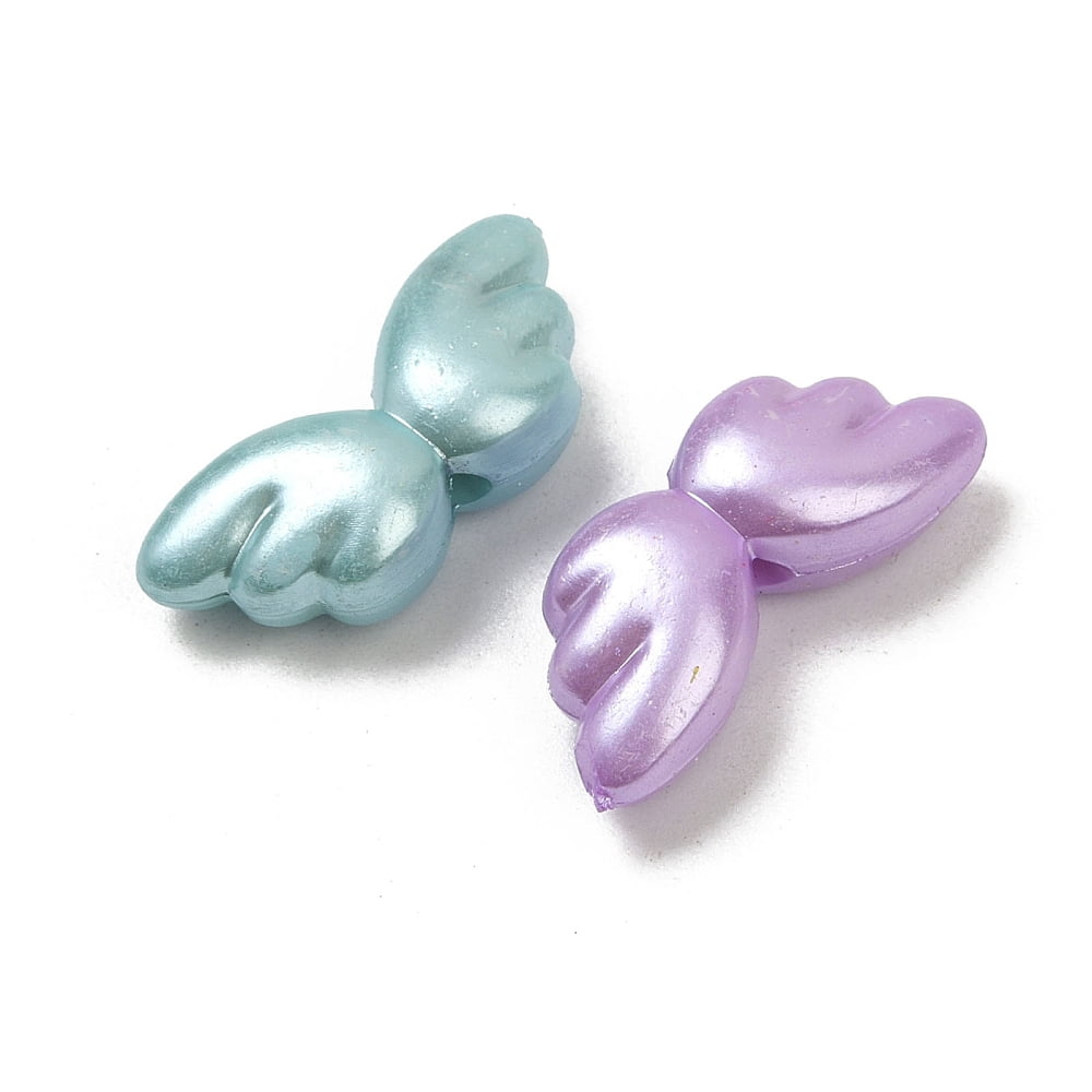 Opaque Acrylic Imitation Pearl Beads Wing Mixed color 9x21.5x6.5mm Hole: 2mm 684pcs/500g