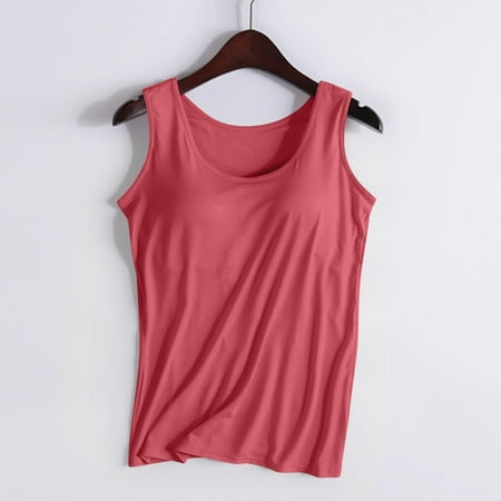 Red Women s Tanks  Women S Fashionable Casual Padded Tank Top Without Wire Bra Cup Integrated Tank Top Suspenders Women s Tanks & Camis XL