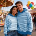 thumbnail image 2 of oqasdz Mens Sweatshirt Festival Striped Long Sleeve Hooded Pullover with Front Pocket Holiday Streetwear Durable Soft Casual Outdoor, 2 of 5