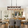 thumbnail image 5 of BINUFF Solid Wood Farmhouse Kitchen Island 5-Light Chandelier Black Metal Frame, 5 of 8