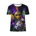 thumbnail image 5 of Xdegoge Mardi Gras Shirts for Women Short Sleeve S Purple Glitter Print Crew Neck Carnival Tee, 5 of 5