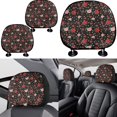 thumbnail image 4 of Garronmavis Red Roses Pattern Car Accessories Set Easy Installation with Auto Headrest Covers+Handbrake Gear+Shift Knob Cover+Auto Cup Coaster+Wristlet Keychain Automobile Interior Sets, 4 of 7
