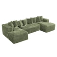 thumbnail image 5 of Wiilayok 130" U Shaped Sectional Sofa Set with Deep Seat Chaise, Modular Cloud Corduroy Sofa Couch for Living Room,4 Seat,Green, 5 of 11