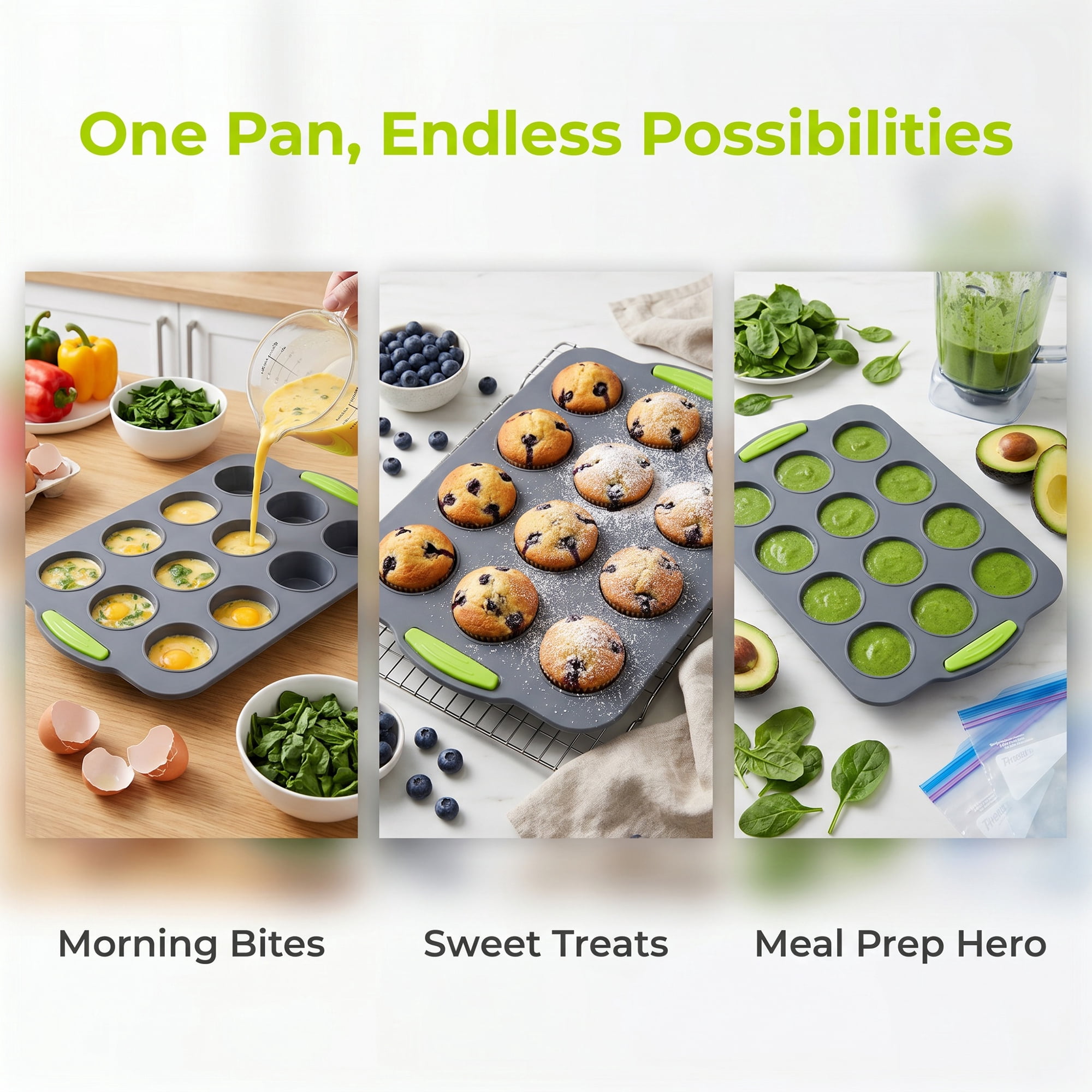 Unique Bargains Baking Pan 12-Cup Speckled Nonstick Silicone Tray for Bread GrayB 12"x7.9"