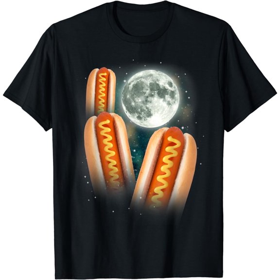 Three Glizzy Moon | Funny 3 Howling Hotdogs Cursed Meme T-Shirt