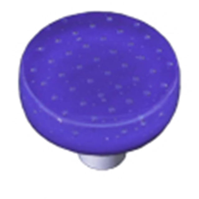 Bouton de Cabinet en Verre Rond Bleu Cobalt Profond - Poteau Noir