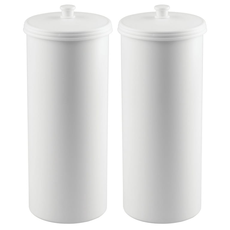 mDesign Plastic Toilet Paper 3-Roll Storage Organizer with Cover, 2 Pack -  White 