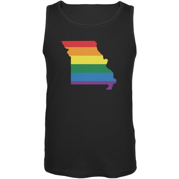 Missouri LGBT Gay Pride Rainbow Black Adult Tank Top - Medium
