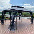 thumbnail image 3 of Tcbosik 13x10ft Outdoor Canopy with Mosquito Netting, Double Roof Gazebo Pergola, Patio Shelter with Metal Frame for Deck, Lawn, Garden, Backyard, Gray, 3 of 8