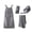 .Gray, variant on Akafmk Women's Bathrobe Set Sleeveless Absorbent Robe with Pockets + Turban Towels, 4-Piece Spa Sleepwear