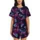 thumbnail image 1 of Fotbe Purple Butterfly Conjunto de Pijama Estampado para Mujer, 2 Piezas, Ropa de Dormir con Camiseta de Manga Corta y Shorts Suaves-Medium, 1 of 6