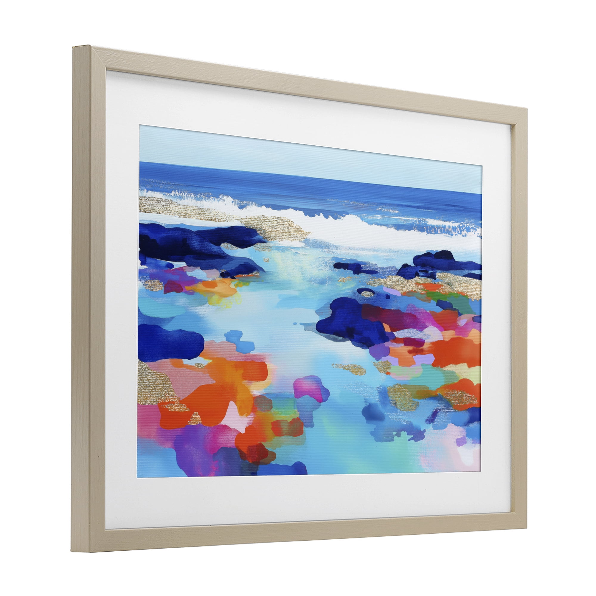 Stupell Industries Coastal Pools Overlay Abstraction Birch Framed Print Under Glass, design by Chromatic Storm Studio