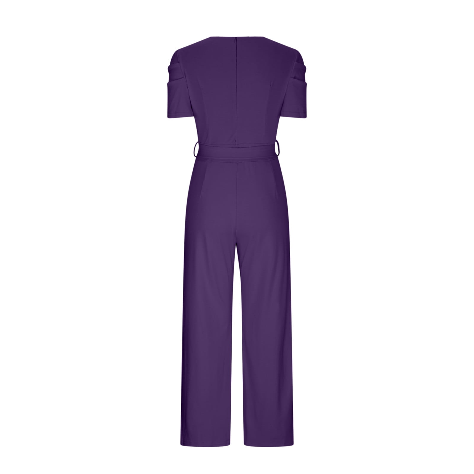 Clearance!lulshou Jumpsuit Pants for Women Women Strappy Waist Up Short Sleeved Jumpsuit With V-Neck Wide Leg Pants