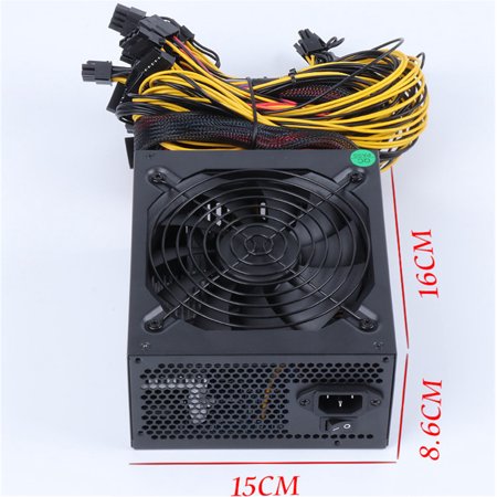 2000W Mining Rig Power Supply Moisture-proof Fit 8 Pcs Graphic Cards
