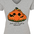 thumbnail image 4 of Inktastic Never Too Old for Halloween Pumpkin Women's V-Neck T-Shirt, 4 of 5