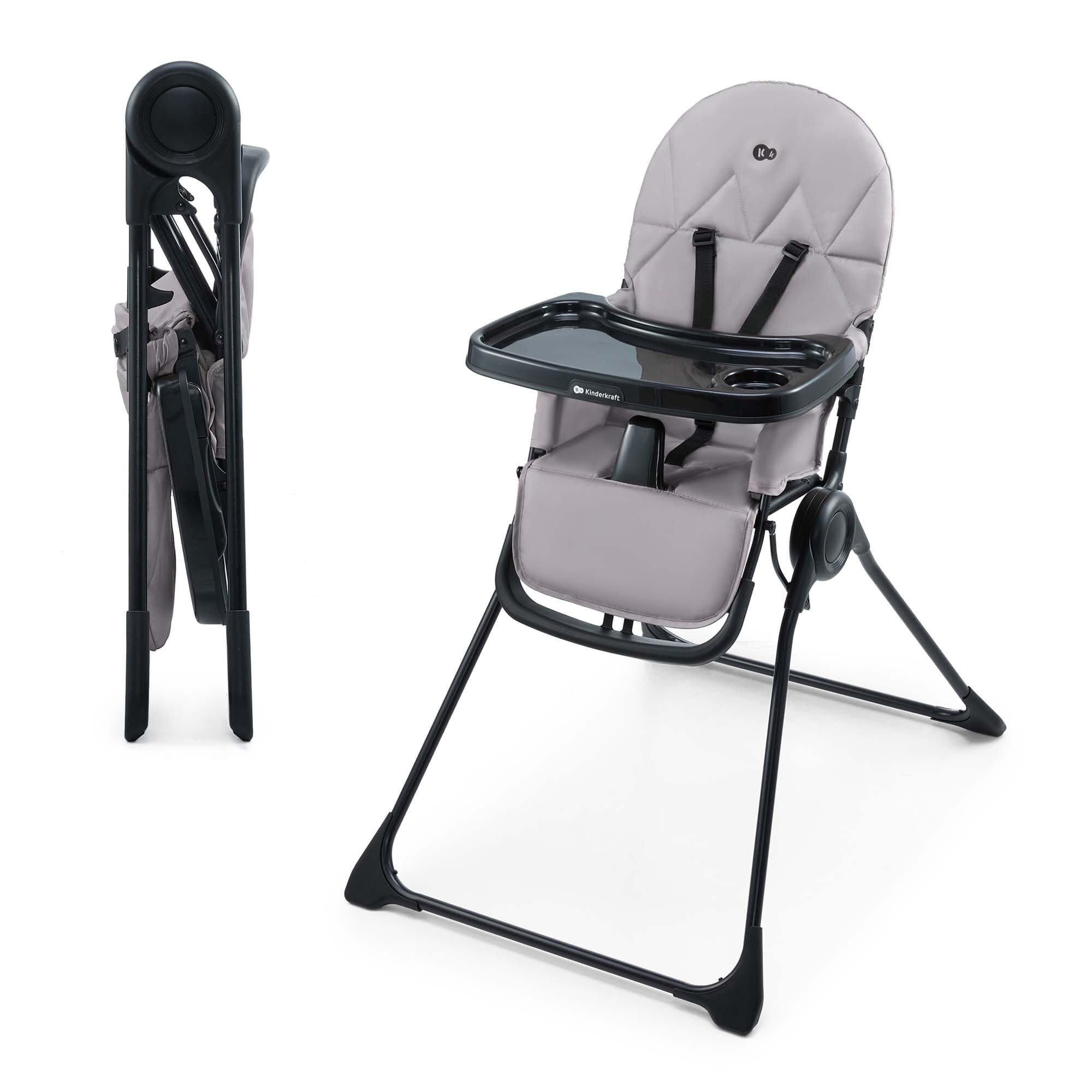 Kinderkraft BINCI Foldable Baby High Chair, Only 11 lbs, Space-Saving Lightweight Toddler Feeding Chair for Small Kitchens, 6 Months+