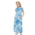 thumbnail image 2 of ATOGUTA Girls Dresses Short Sleeve Floral Print Loose Casual Long Maxi Dress with Pockets Blue, Size 4-14 Years, 2 of 5