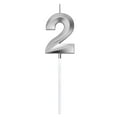 thumbnail image 2 of Birthday Number Candle 3D Shape Birthday Candle Decoration Birthday Cake Candle Silver 1Pc Number 2, Birthday Number Candle 3D Shape Birthday, 1×Number Candle (Silver), 2 of 8