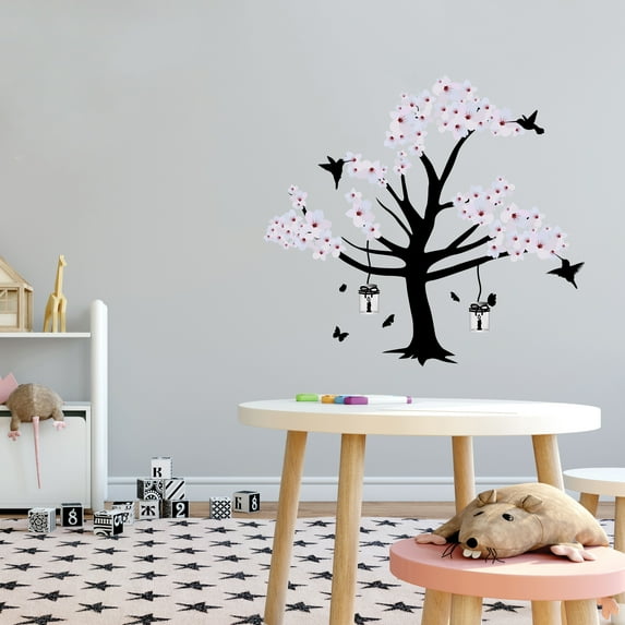 Beautiful Cherry Blossom Tree Vinyl Decal -Peel and Stick Giant Wall Decals-Applied to Any Smooth Surface – Bedroom, Nursery, or Living Room -Removable Stylish Mural Unique Design -Size 40" x 36".