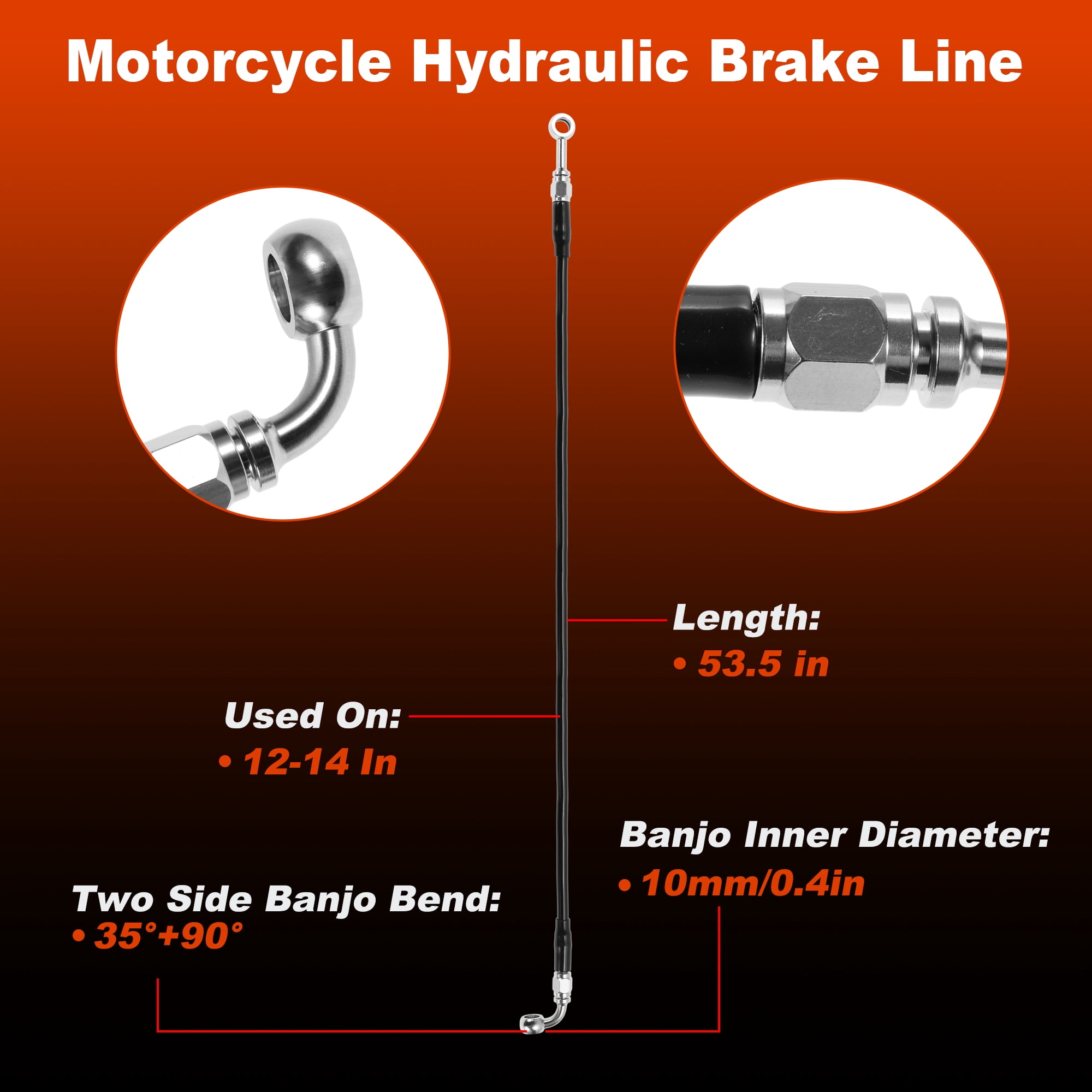 Unique Bargains 53.5In Front Brake Line Kit for Harley Softail Models from 2000 to 2010