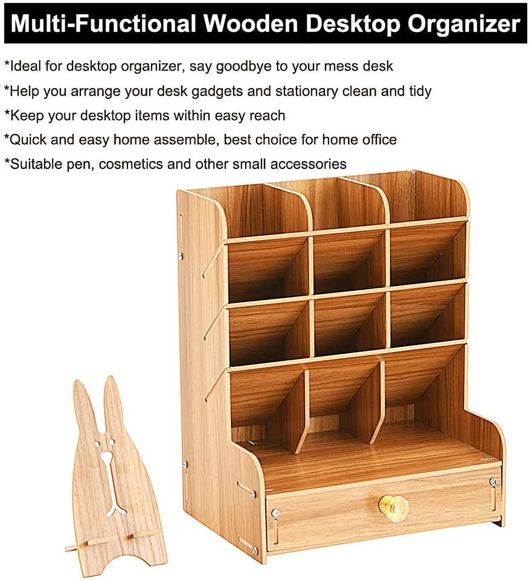 Multifunctional Wooden Stationery Box Brush Pot Ballpoint Pen Holder DIY  Desk Stand Stationery Storage Shelf Student Supplies