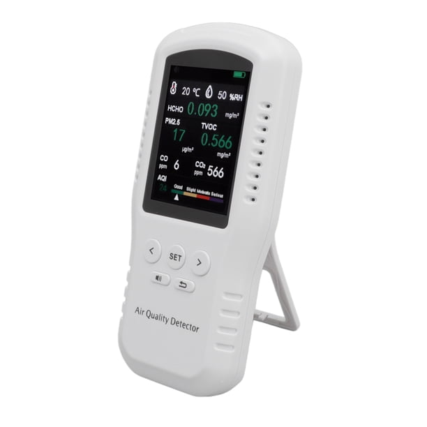 MONITOR DE DEL AIRE, Detector de CO2 de 1500 Mah Incorporado en la Memoria Con Un Indador de Batería Baja Para Muebles de Madera