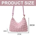 thumbnail image 3 of Bolso de mano de pana suave a cuadros con diseño de cuadros, moderno y sencillo, de color liso, color rosa, 3 of 5