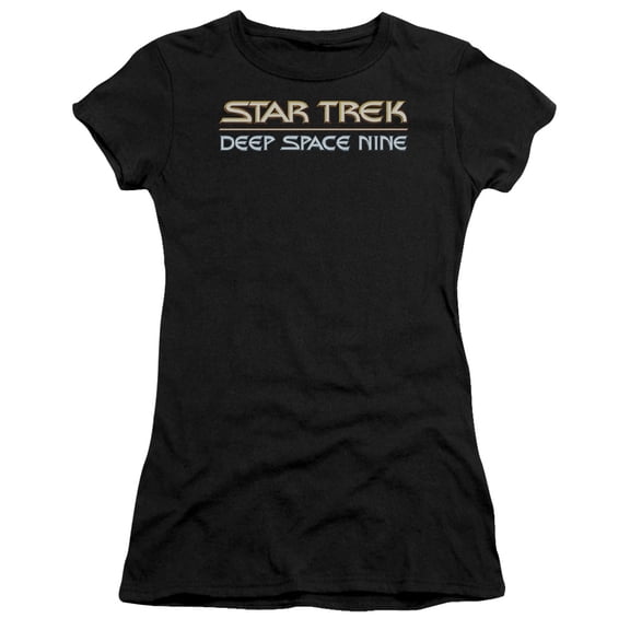 Star Trek Deep Space Nine Logo Junior Women's Sheer T-Shirt Black