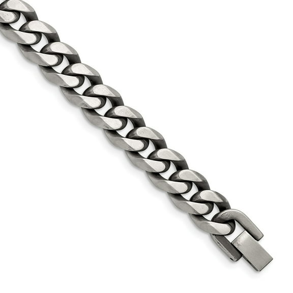 Primal Steel Stainless Steel Antiqued and Brushed 10.5mm Curb 8.5 Inch Bracelet