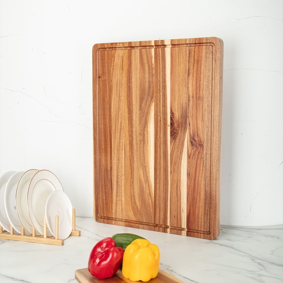 24 X 18 Inch Large Acacia Wood Cutting Board 1.5" Thick, Reversible Wooden Cutting Board for Kitchen, Charcuterie Board Cheese Board with Deep Groove, Chopping Board for Meat, Vegetables, Fruit