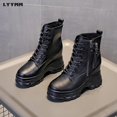 thumbnail image 5 of LYYMM Botas tipo Martins Botas para mujer 2023 Nuevas botas de cuero con forro polar de tiro alto para otoño/invierno, 5 of 5
