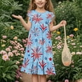 thumbnail image 4 of CYRBOKO July 4th Dresses for Girls, Gift Casual A-line Flutter Sleeve Summer Dresses Blue Size 8-9T, 4 of 7