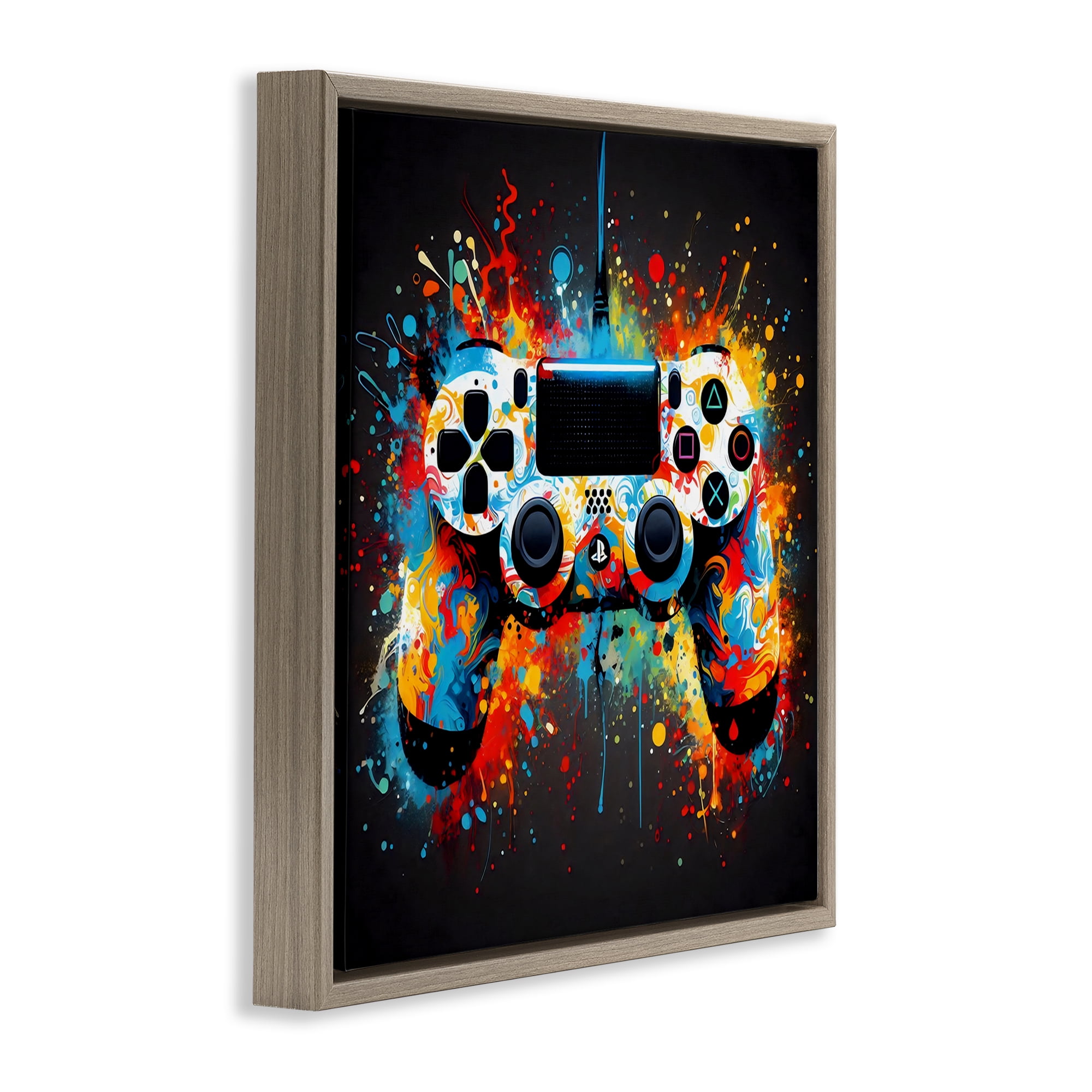 Stupell Industries Colorful Controller Swirl Brown Framed Floater Canvas Wall Art, design by Creative Studio