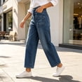 thumbnail image 6 of Karymi Jeans for Women High Waist Straight Leg Ankle Pants, Denim Pants with Slant Patch Pockets Women's Pants, 6 of 7