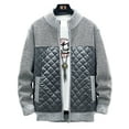thumbnail image 1 of Innerwin Sweater Jacket Color Block Men Outwear Party Long Sleeve Casual Coat Light Grey XL, 1 of 3