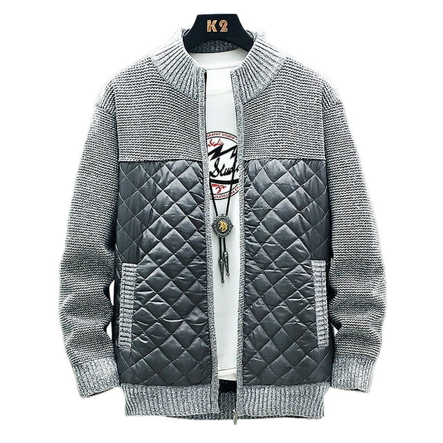 Innerwin Manteau Homme à Blocs de Couleur Manches Longues Confortable Gris Clair m