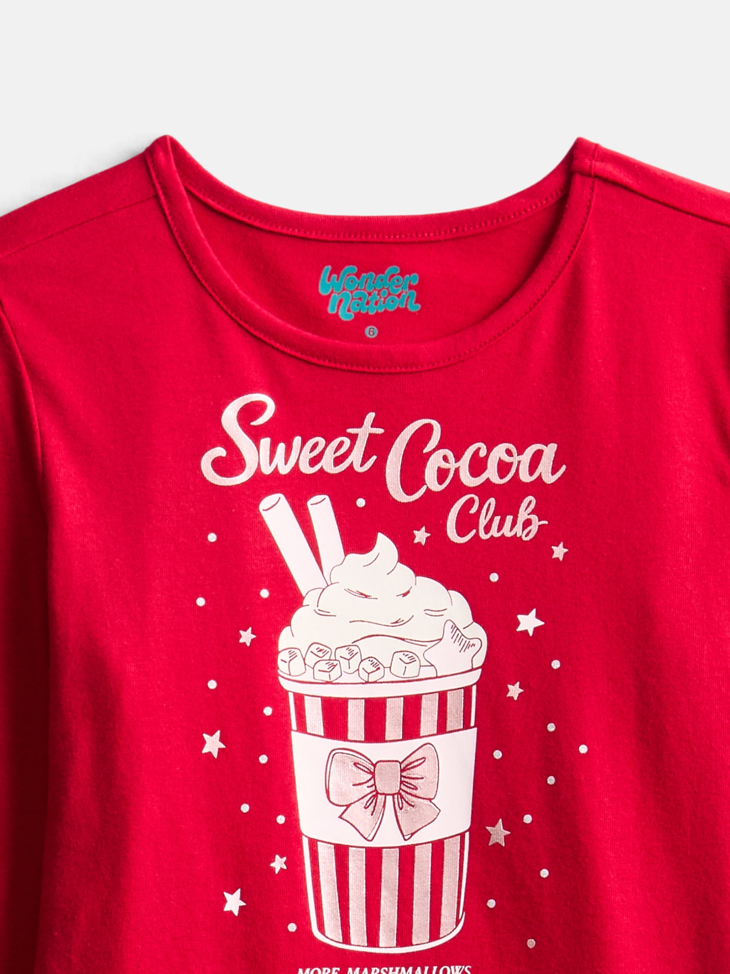 Wonder Nation Girls Graphic Tee with Long Puff Sleeves, Sizes 4-10