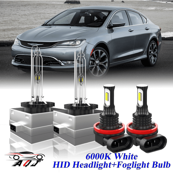 For Chrysler 200 2015 2016 2017 White Front HID Headlight High-Low   LED Fog Light Bulbs