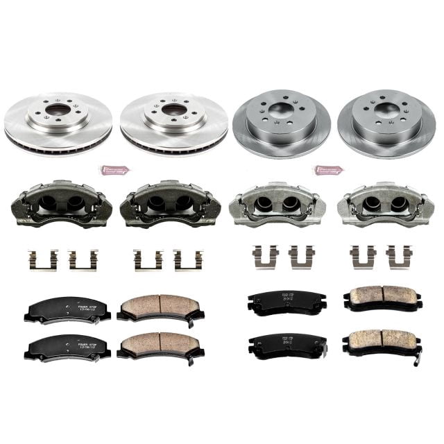 PowerStop Front and Rear Stock Replacement Brake Pad and Rotor Kit with Calipers Fits: CHEVROLET Select Models KCOE1438