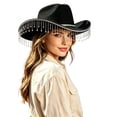 thumbnail image 5 of Western Cowboy Hat for Men Women Black Cowboy Country Unisex Halloween Classic Roll Up Fedora Hat, 5 of 5