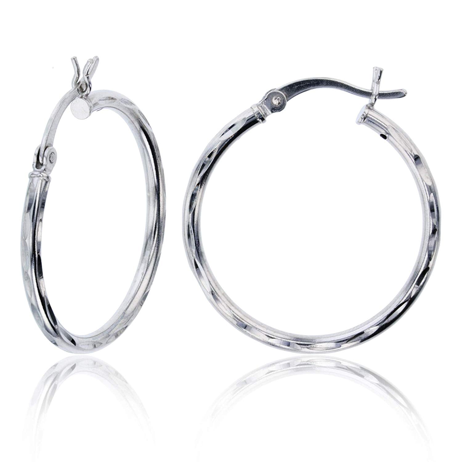 DECADENCE - Sterling Silver Diamond Cut Polished Basic Hoop Earrings ...