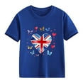 thumbnail image 3 of T-Shirt Graphique à Manches Courtes et Col Rond pour Enfants, Imprimé Drapeau Britannique, Mélange Doux de Polyester et Spandex, Haut Décontracté Respirant, Lavable en Machine, pour Garçons et Filles, 3 of 4